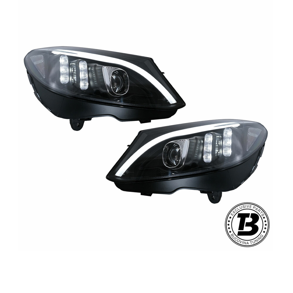 Faruri LED compatibile cu Mercedes C Class W205 Black Design Faruri LED compatibile cu Mercedes C Class W205 Black Design