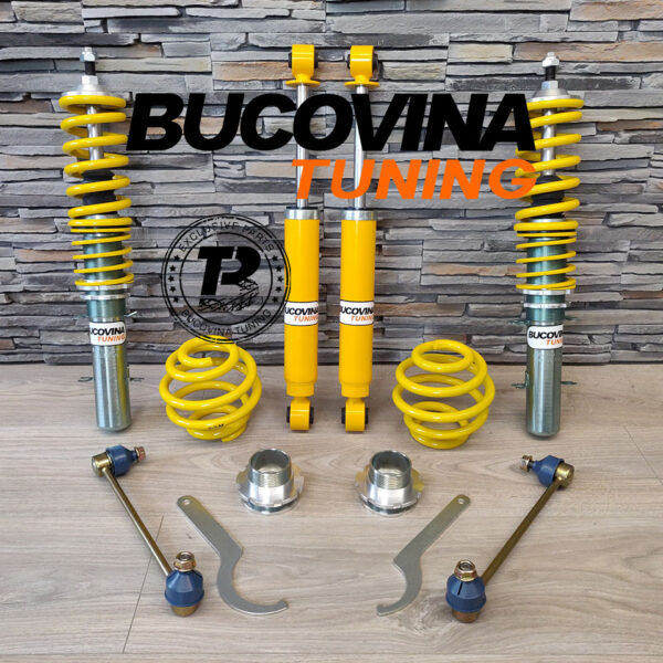 Kit coilover FK reglabil pe duritate compatibil cu VW Golf 4 4Motion: amortizoare, arcuri, cupe, bielete, chei