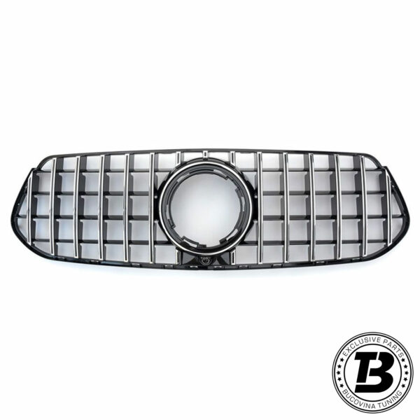 Grilă tip Panamericana cu bare verticale și inel central pentru emblemă, compatibilă cu Mercedes GLE W167