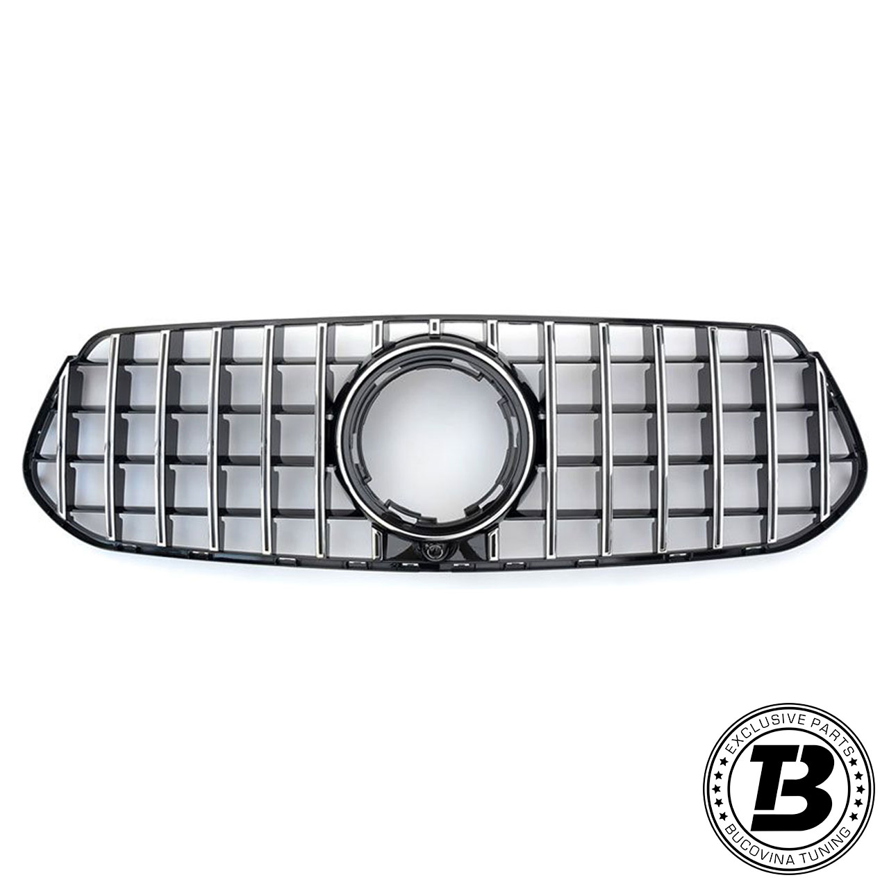 Grilă tip Panamericana pentru Mercedes GLE W167 Grilă tip Panamericana cu bare verticale și inel central pentru emblemă, compatibilă cu Mercedes GLE W167