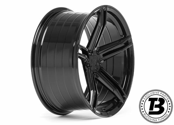 Jantă Vennom VFF.1 Corsa Black văzută lateral, cu profilul concav al spițelor