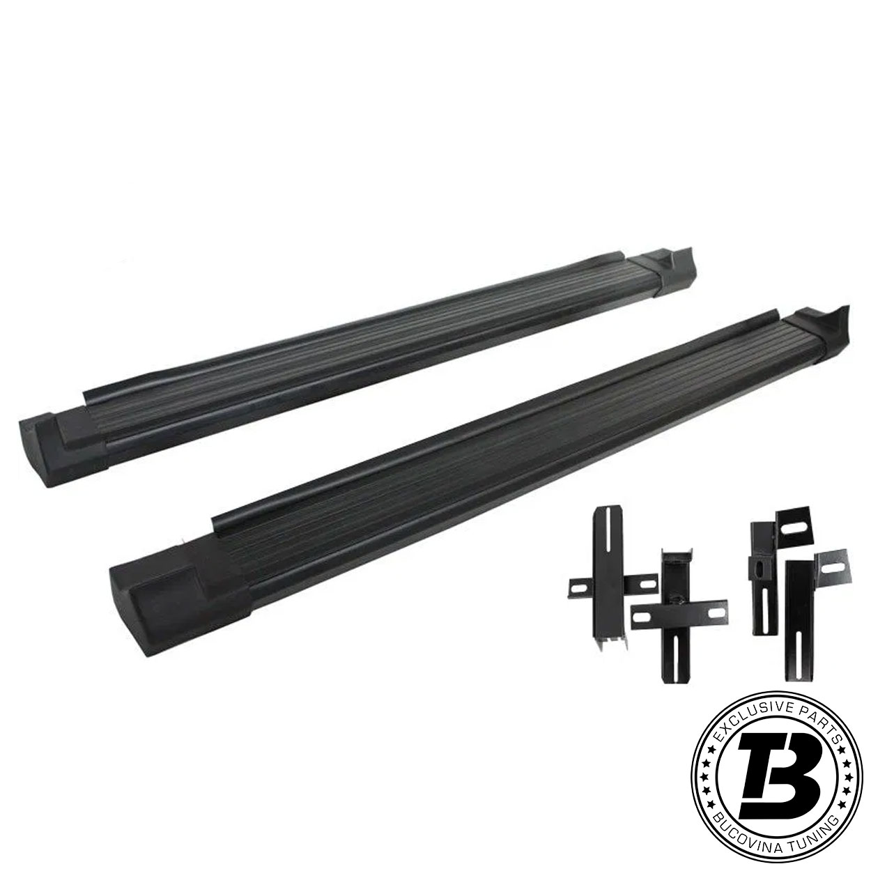 Praguri trepte laterale compatibile cu Toyota RAV4 XA40 Pereche de praguri trepte laterale negre pentru Toyota RAV4 XA40, cu suporții metalici de prindere alături