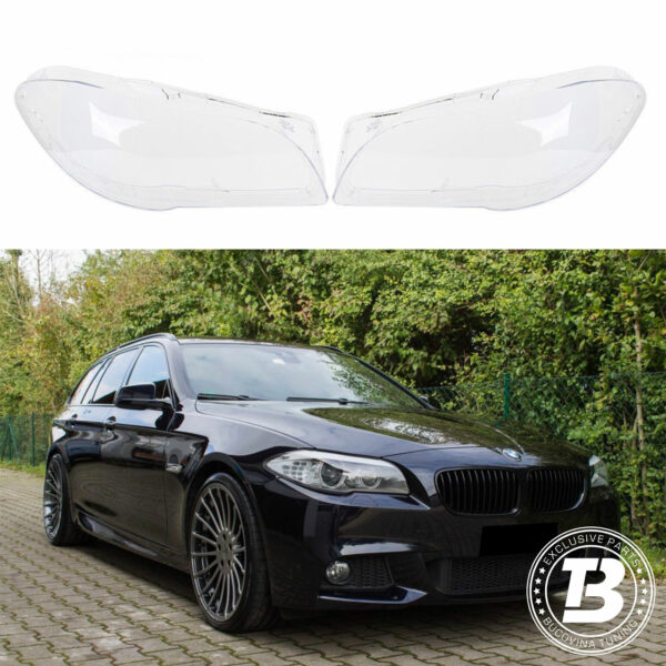 Sticle faruri compatibile cu BMW Seria 5 F10/F11, pereche și touring închis la culoare