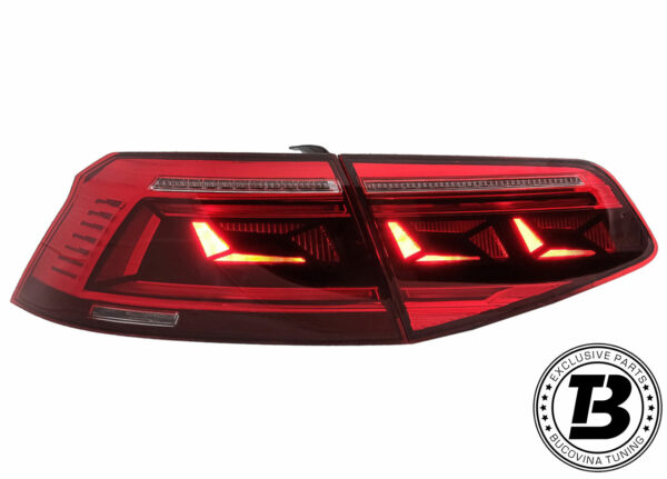 Stopuri LED Passat B8 design B8.5, partea stângă, cu lumina de poziție aprinsă
