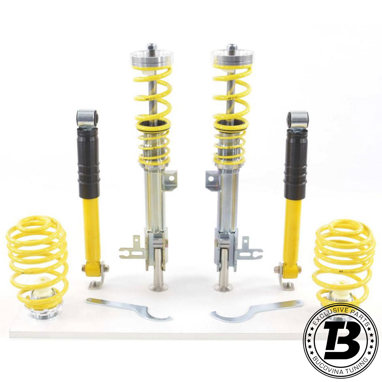 Suspensie reglabilă FK pentru Astra H, kit complet Kit suspensie sport reglabilă FK compatibil cu Opel Astra H Hatchback: amortizoare față filetate, amortizoare spate, arcuri