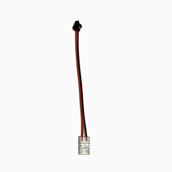 Conector C1 pentru bandă LED de 8 mm, cu fire roșu și negru, clemă transparentă și mufă neagră