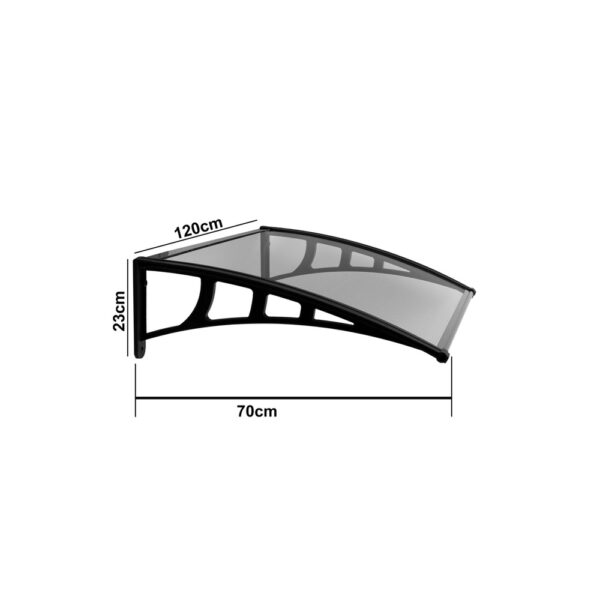 Desen al copertinei Lilly cu cotele de 120 cm lățime, 70 cm ieșire și 23 cm înălțime