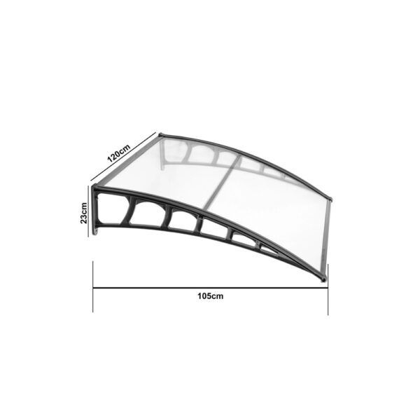 Desen al copertinei cu cotele de 120 cm lățime, 105 cm ieșire și 23 cm înălțime