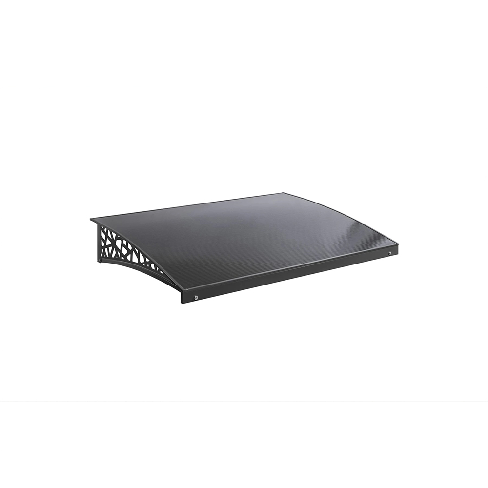 Copertină din aluminiu 1050 x 1350 mm Copertină din aluminiu cu console laterale traforate și acoperiș din policarbonat, văzută de sus