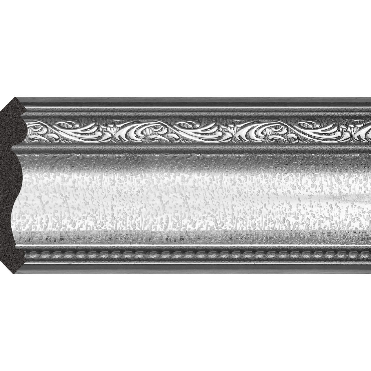 Cornișă Roma JC156-A-019T argintie Cornișă din durcompozit JC156-A-019T, argintie, cu volute în relief și accente gri închis în adâncituri