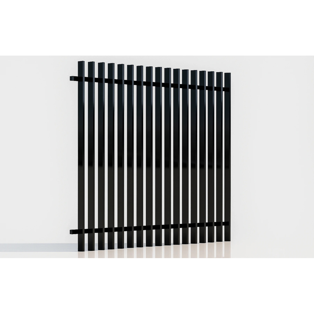 Gard aluminiu Light Straight, panou Panou de gard Light Straight negru lucios, cu lamele verticale prinse pe două traverse