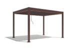 Pergola X 2.0 maro în perspectivă, cu lumina caldă a LED-ului pe conturul interior al ramei