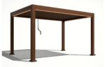 Pergola X 2.0 maro în perspectivă, cu linia de LED aprinsă pe toate laturile ramei