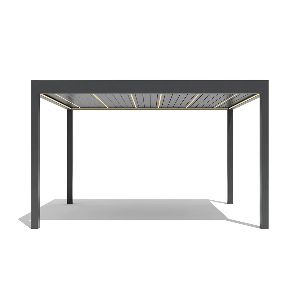 Pergolă Supreme 3 x 4 m, vedere frontală Pergolă bioclimatică Supreme de 3 x 4 m, gri RAL 7016, vedere frontală