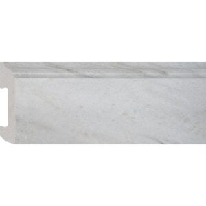 Plintă durcompozit JC581-4320 cu aspect de marmură albă cu vinișoare gri și canal pentru cabluri în spate