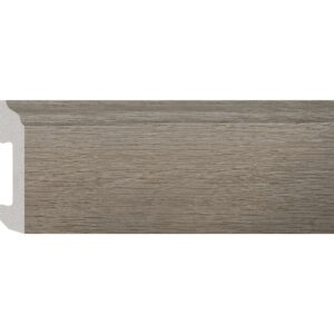 Plintă durcompozit JC581-G-0898T cu decor de lemn grej și fibră fină dreaptă, vedere frontală cu secțiunea
