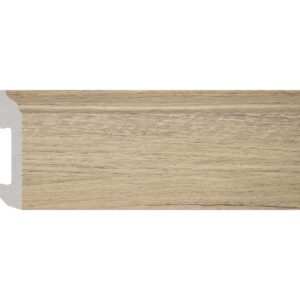 Plintă durcompozit JC581-G-18132T cu decor de lemn maro natural și fibră fină închisă, vedere frontală