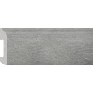 Plintă durcompozit JC581-G-5034T cu decor de lemn gri rece și fibră fină, vedere frontală cu secțiunea
