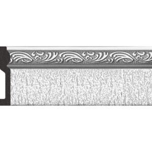 Plintă durcompozit JT1564-A-019T argintie, cu bandă de volute în relief pe fond gri închis