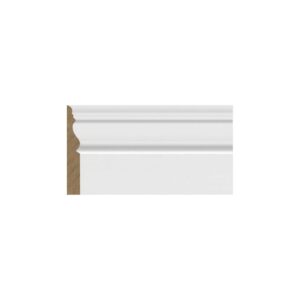 Plintă MDF albă M 1011 cu profil clasic în S în partea superioară, văzută din lateral