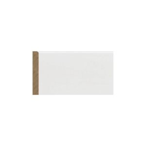 Plintă MDF albă M 1017 cu față dreaptă și muchie superioară teșită, văzută din lateral