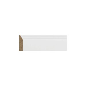 Plintă MDF albă M 1325 de 6 cm cu marginea de sus rotunjită, vedere frontală cu secțiunea