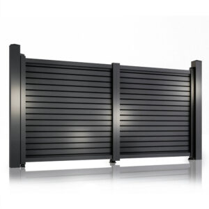 Poartă auto batantă Jaluzea Deluxe gri antracit 3000 × 1800 mm, două canate cu lamele orizontale