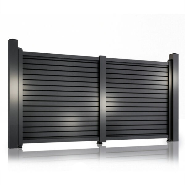 Poartă auto batantă Jaluzea Deluxe gri antracit 3000 × 1800 mm, două canate cu lamele orizontale