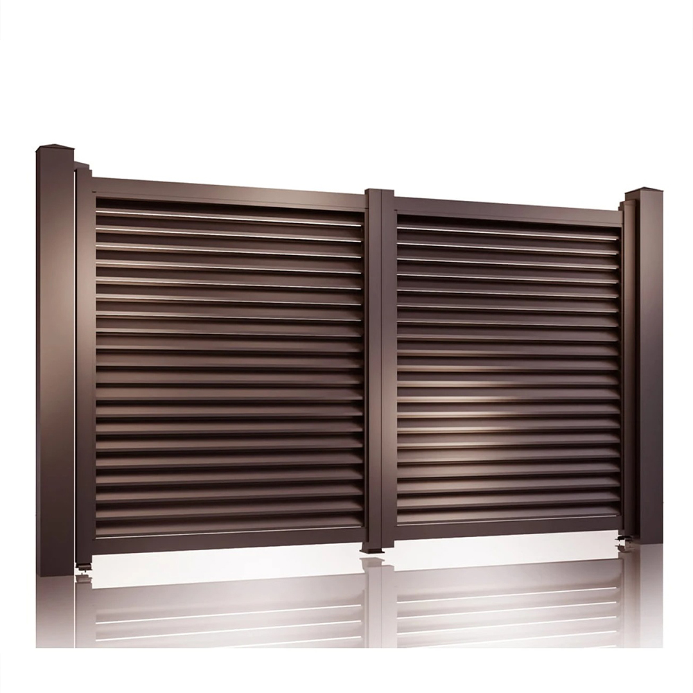 Poartă auto Jaluzea Suprem maro Poartă auto batantă Jaluzea Suprem maro 3000 × 1800 mm, cu două canate de lamele tip jaluzea