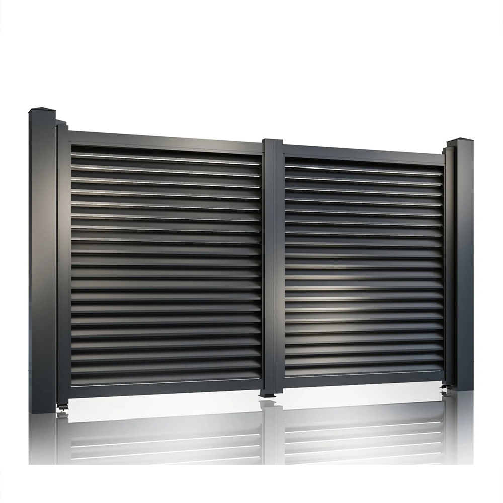 Poartă auto Jaluzea Suprem gri antracit Poartă auto batantă Jaluzea Suprem gri antracit 3000 × 1800 mm, două canate cu lamele orizontale dese
