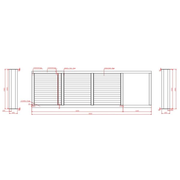Desen tehnic poartă autoportantă: canat de 4500 mm, contragreutate de 1400 mm și stâlpii de susținere