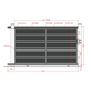 Desen tehnic poartă culisantă Neptun cu gol maxim de 3000 mm și canat de 3300 mm