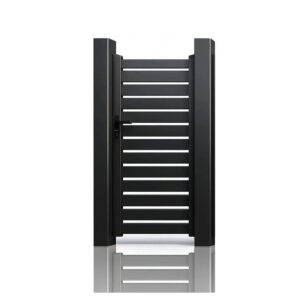 Poartă pietonală Taurus gri antracit, vedere frontală, cu mânerul pe latura stângă