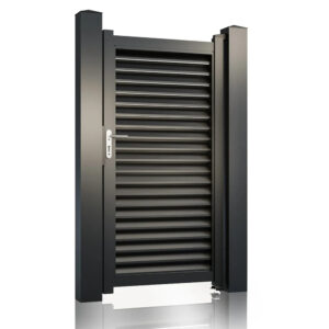 Poartă pietonală Jaluzea Suprem gri antracit 900 × 1800 mm, cu lamele tip jaluzea și mâner pe latură
