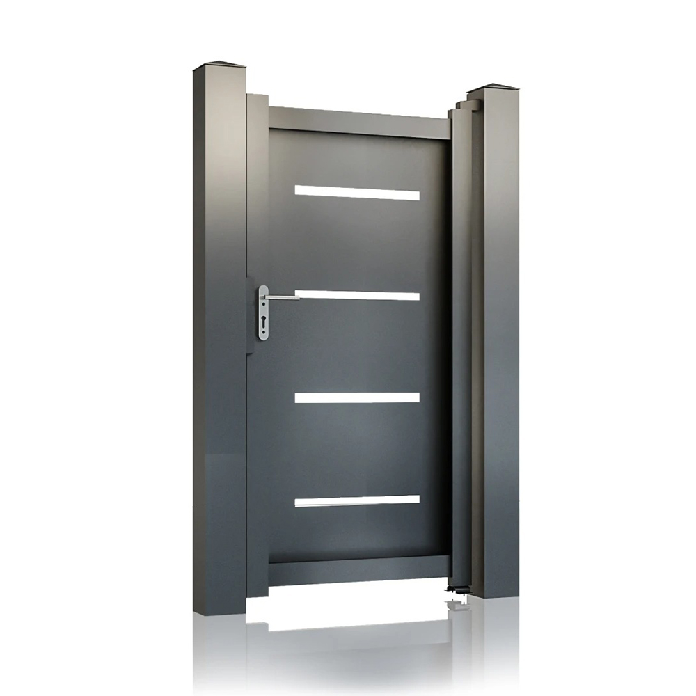 Poartă pietonală Thor gri antracit Poartă pietonală Thor gri antracit 900 × 1800 mm, panou plin cu plăcuțe decorative din inox și mâner
