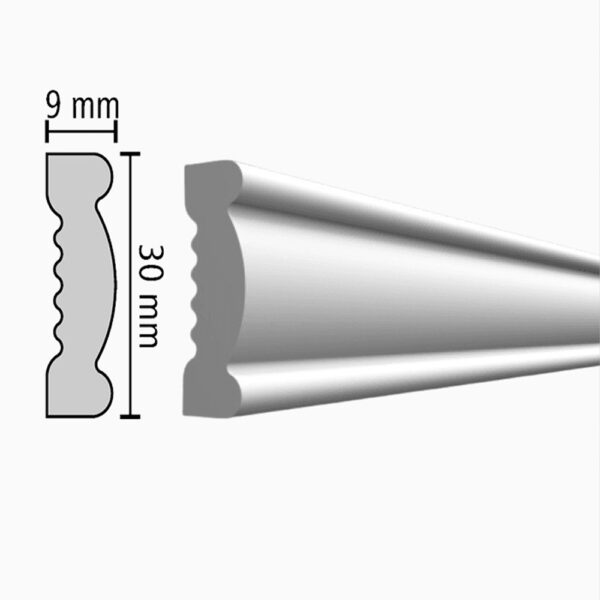 Secțiunea profilului P03, cu cotele de 30 mm înălțime și 9 mm adâncime