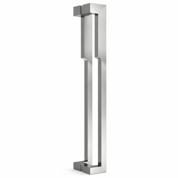 Două mânere de tras din inox satinat, profil dreptunghiular 38 × 25 mm, montate față în față, lungime 600 mm