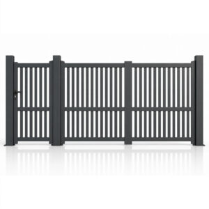 Set poartă Anubis din aluminiu văzut din față, cu ranforsare orizontală la mijlocul barelor verticale