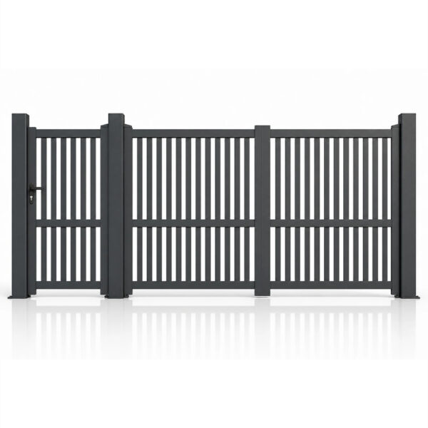 Set poartă Anubis din aluminiu văzut din față, cu ranforsare orizontală la mijlocul barelor verticale