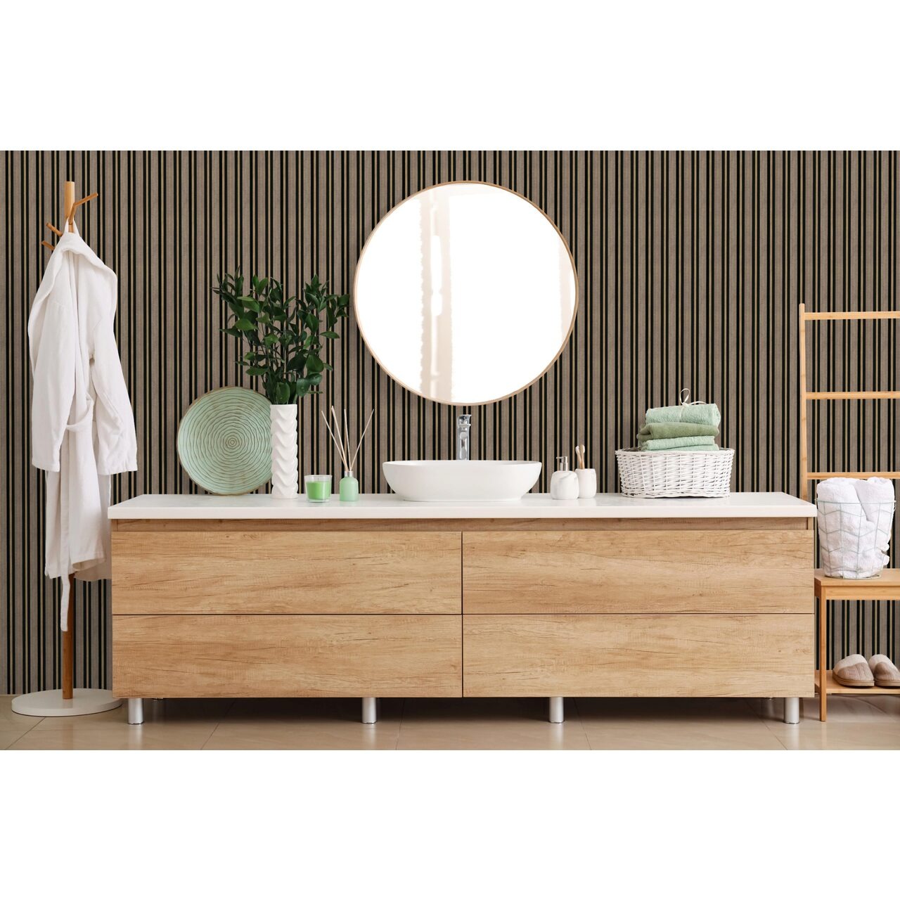 Terminație inferioară JC1021-36GT – decor 36GT Baie cu oglindă rotundă și riflaj bej cu negru JC1078-36GT, imagine pentru terminația JC1021-36GT