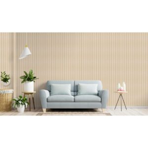 Living cu canapea bleu deschis și perete cu riflaj crem, decorul terminației inferioare JC1021-770