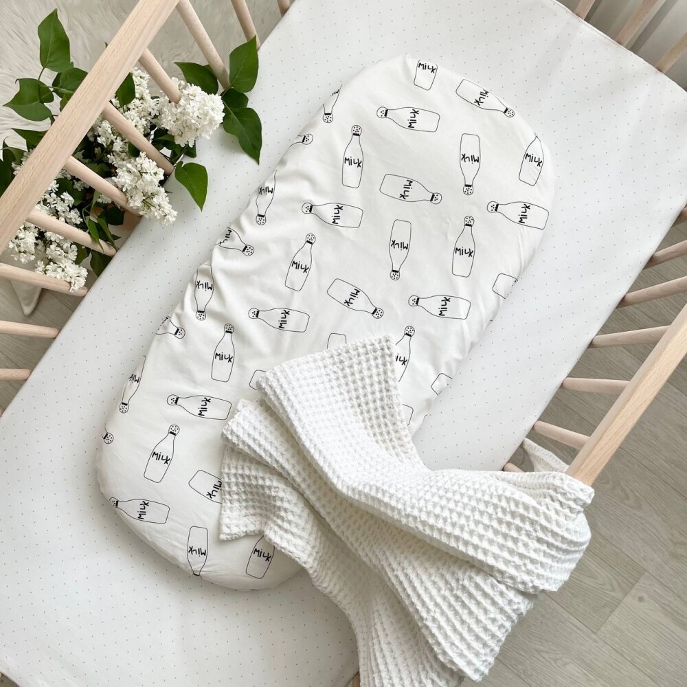 Cearșaf pentru cărucior din poplin 100% bumbac, model Milk, vedere de ansamblu Cearșaf pentru cărucior din poplin 100% bumbac, model Milk, vedere de ansamblu