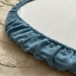 Cearșaf pentru cărucior din muselină albastru, 45 × 80 cm, detaliu al materialului
