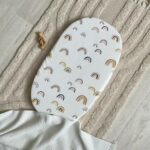 Cearșaf pentru cărucior din muselină alb cu model curcubeu multicolor, 45 × 70 cm, vedere de ansamblu