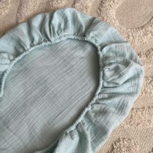 Cearșaf pentru cărucior din muselină mentă, 45 × 80 cm, țesătură dublu strat