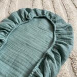 Cearșaf pentru cărucior din muselină verde închis, 45 × 80 cm, țesătură dublu strat