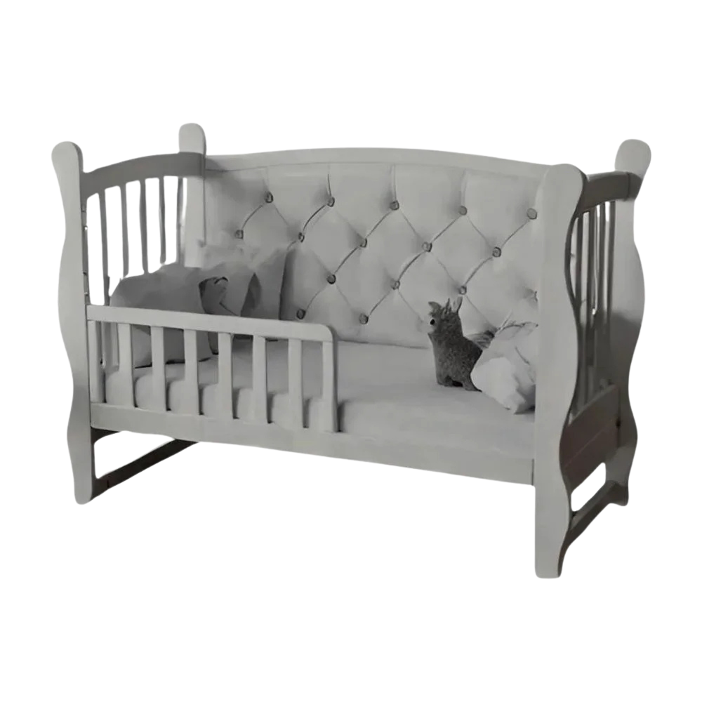 Pătuț tapițat co-sleeping Iași 120 × 60 cm, gri, vedere de ansamblu Pătuț tapițat co-sleeping Iași 120 × 60 cm, gri, vedere de ansamblu