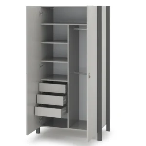 Dulap camera copii Maia 960, finisaj cashmere-antracit, vedere din față