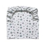Husă de saltea pătuț 120 × 60 cm din poplin bumbac, steluțe mentă, textură din poplin 100% bumbac