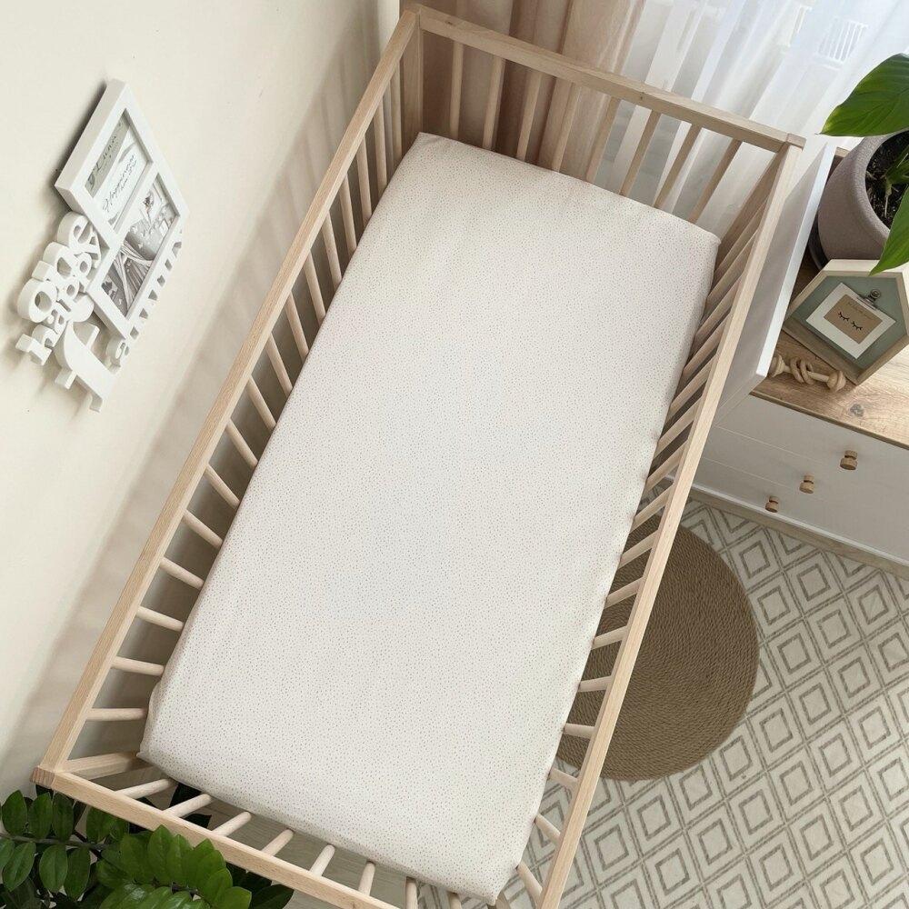 Husă de saltea pătuț 120 × 60 cm din poplin bumbac, buline bej, vedere de ansamblu Husă de saltea pătuț 120 × 60 cm din poplin bumbac, buline bej, vedere de ansamblu